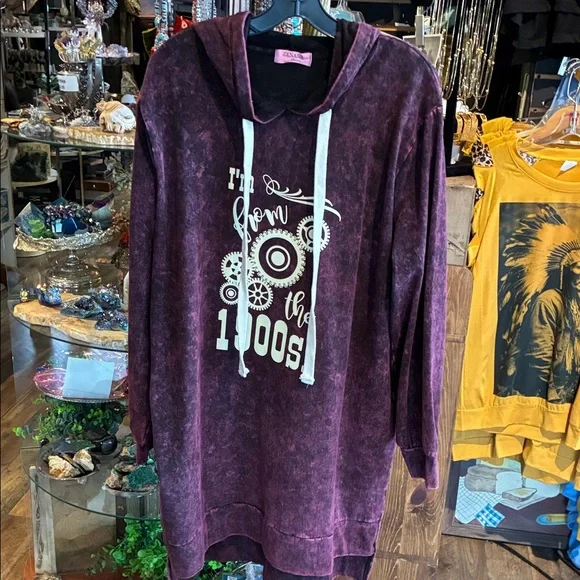 Simply Southern Maroon Graphic Hoodie Dress - Picture 2 of 3